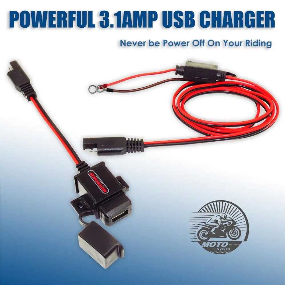 MOTOPOWER MP0609A 3.1Amp водонепроницаемый мотоцикл USB зарядное устройство SAE к USB адаптер для телефона и gps зарядки в дороге