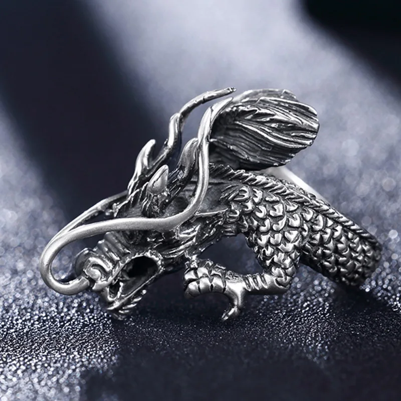 

Intime S925 Silver Ring Male Domineering Retro Dragon Man Mighty Trendsetter Personality