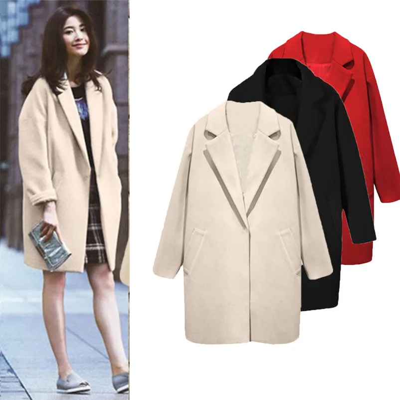 Fashion coats and jackets women winter ladies coats Winter Lapel Wool Coat Trench Jacket Slim Casual Overcoat Outwear O15#N (5)