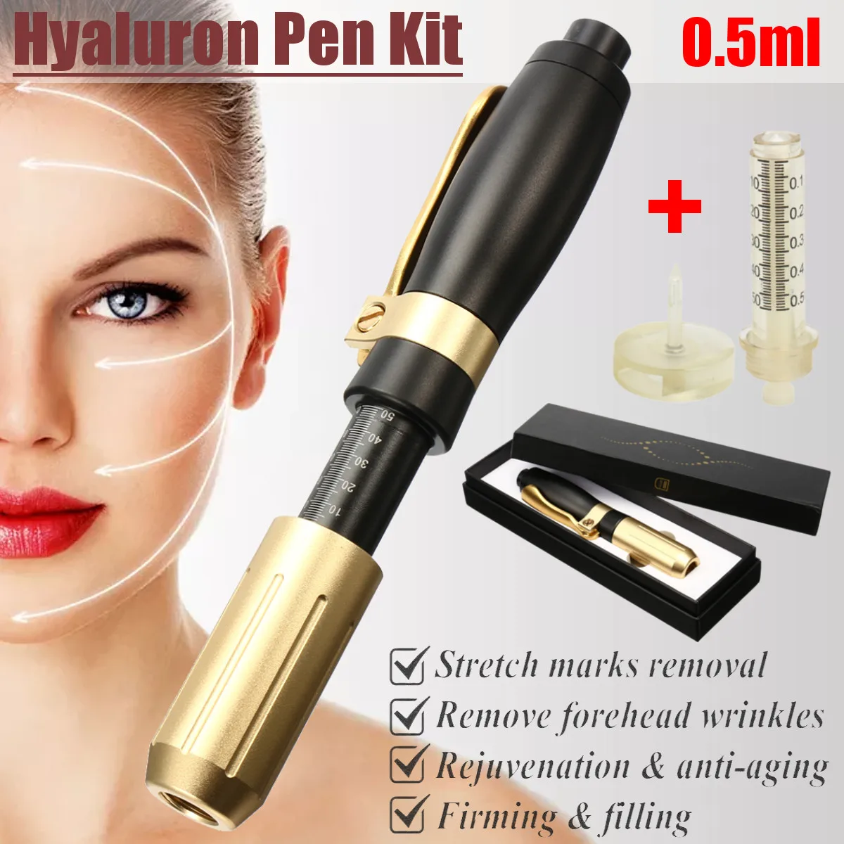 

0.5/0.3ml High Pressure Acid Pen High Density Metal For Anti Wrinkle Lifting Lip Guns Atomizer Pen