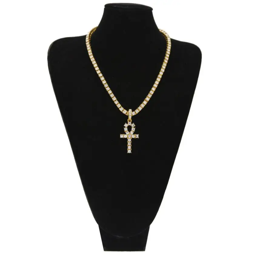 

OTOKY Necklacegold silver color bling bling jewelry hip hop Key Of Life cross Pendant Necklaces Cubic long necklace 2018 Mar20