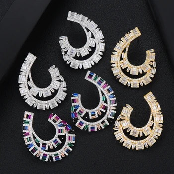 

missvikki New Design Fashion Stud Earrings Handmade Shiny Charm Full Clear AAA Cubic Zirconia Fashion Women Girl Accessories