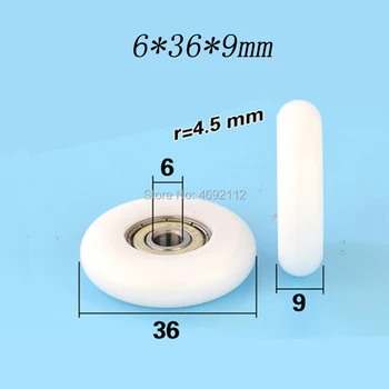 

626zz Free shipping 10pcs 6*36*9mm plastic bearing nylon pulley pom POM furniture roller guide wheel guide wheel