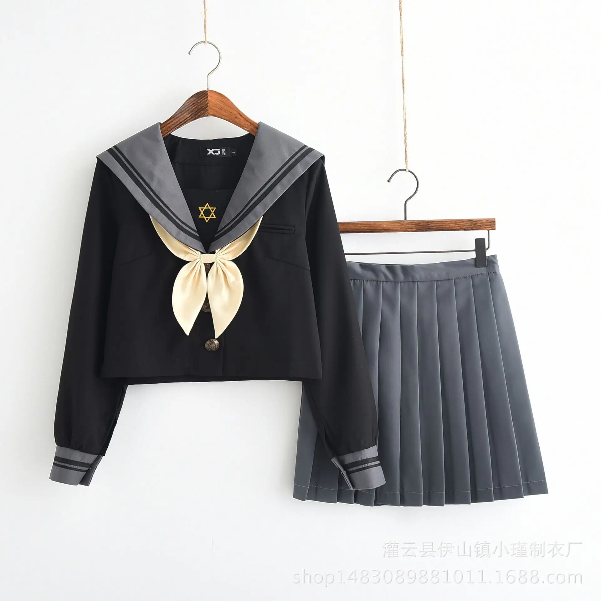Японский стиль с длинными рукавами серый JK школьная форма для девочек Рубашка в морском стиле