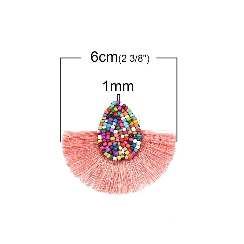 3 шт. полиэфирные Подвески с кисточками и бусинами в форме капли, разноцветные аксессуары для одежды, украшения из ткани, сделай сам, изготовление ювелирных изделий - Цвет: 17