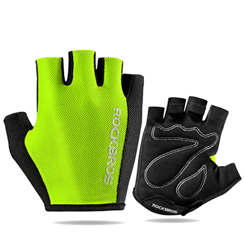 ROCKBROS велосипедные перчатки с полупальцами, спортивные дышащие перчатки для велоспорта, велосипедная губка, профессиональные перчатки унисекс RK0038 - Цвет: Green