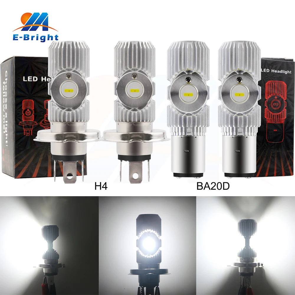 

4Pcs/Lot Universal 12W BA20D H6 Led H4 Motorcycle Headlight CSC Aluminum 9V~80V 1200Lm White Fog Lamp Electric Car Driving light