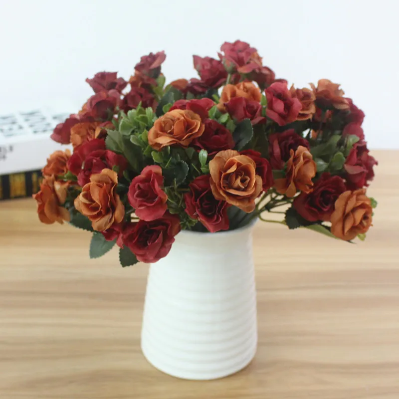Austin 15 heads Autumn Fake Silk Flowers Artificial Rose Wedding Party Home Decor Flower Arrangement (9)