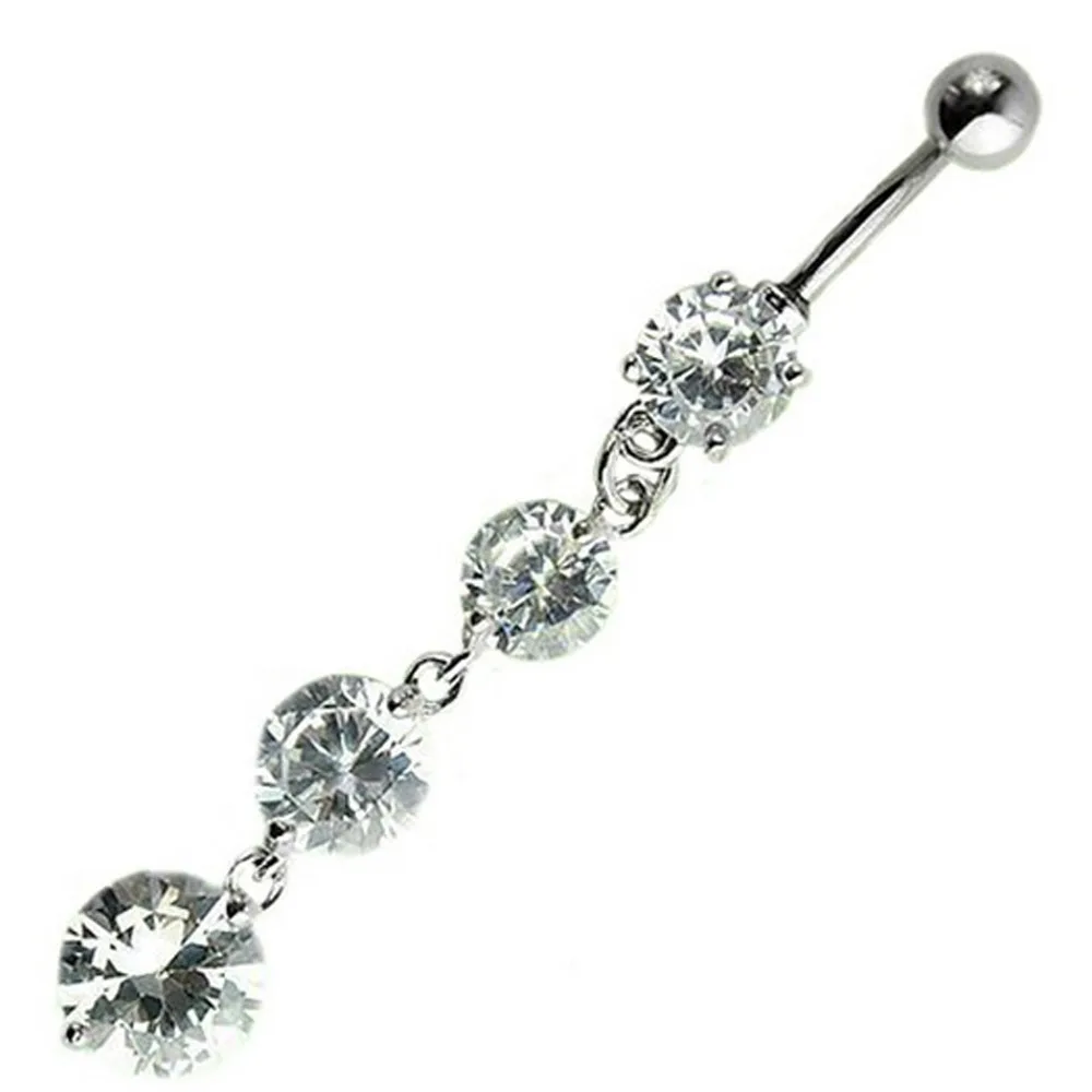 Steel Stainless Crystal Rhinestone Pendant Belly Navel Button Ring Body Piercing for Women