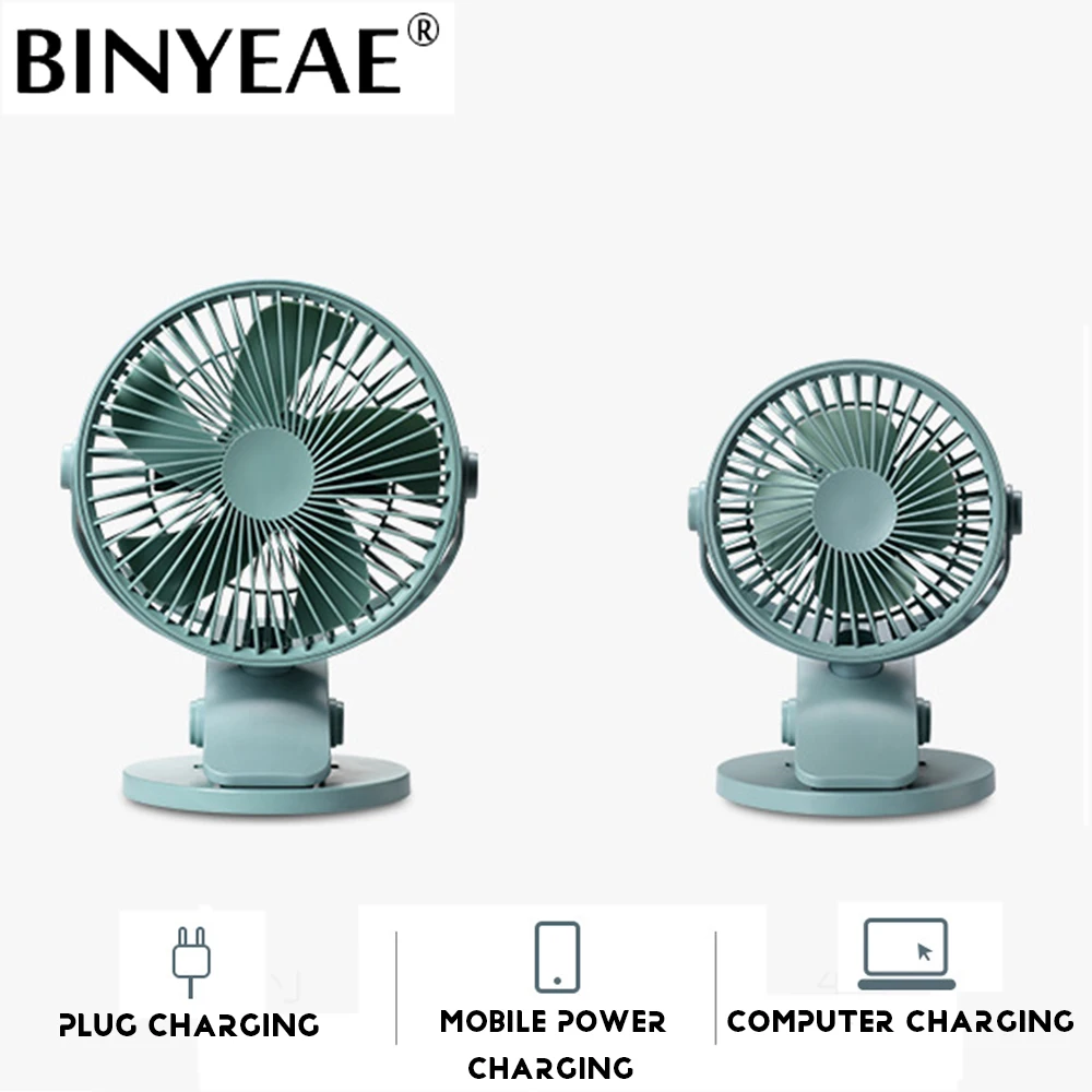 

USB Mute Windy Small Fan Desktop Clip Fan 720 Degree Rotation Three-Speed Adjustable Speed Analog Natural Wind Charging Mini Fan