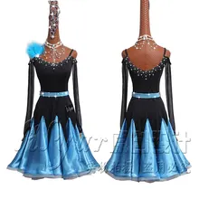 Женские латинские танцевальные платья Стразы высокого качества с длинным рукавом Бальные танцевальные платья женские сценические соревнования/юбка для тренировок