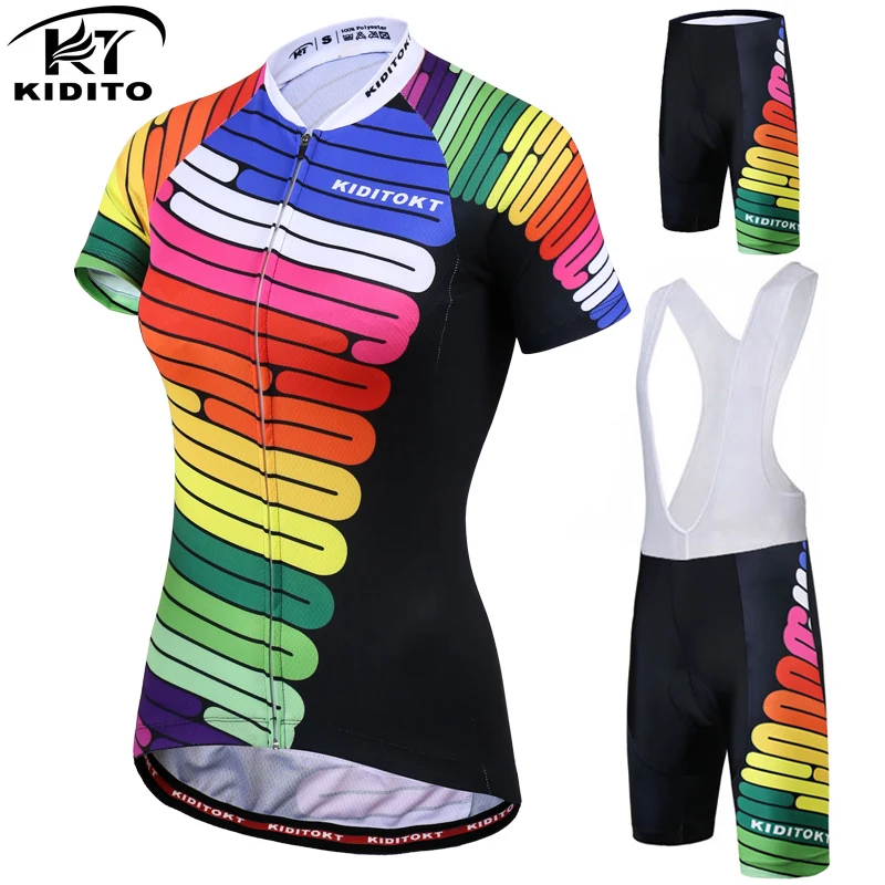 

KIDITOKT Pro Women Cycling Jersey Set Anti-UV MTB Bike Clothes Summer Quick-Dry Bicycle Cycling Clothing Suit Cycling Uniform9