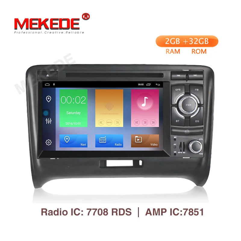 Top MEKEDE Android 9.1 2G RAM 32G ROM Car GPS DVD auto radio player For Audi  TT MK2 8J 2006-2012  Radio GPS WIFI BT free 16G card 0