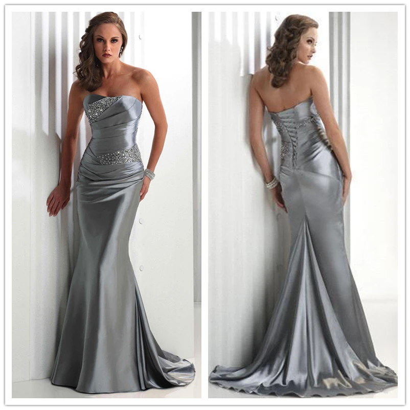 silver taffeta dress