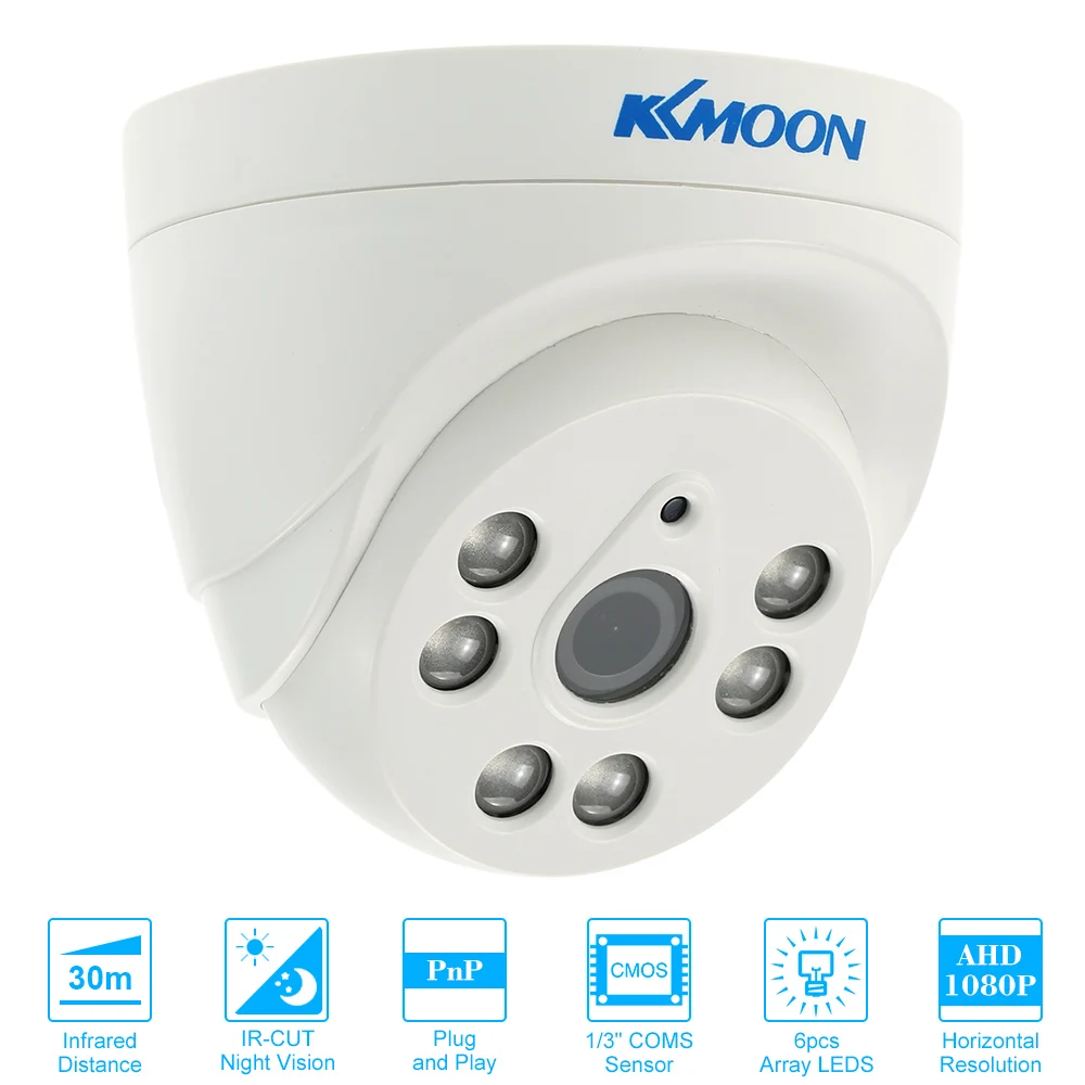 

KKmoon 1080P 2.0MP AHD Surveillance Security Camera Analog CCTV Dome Cam 3.6mm 6 Array IR LEDS Night Vision 1/3'' CMOS IR-CUT