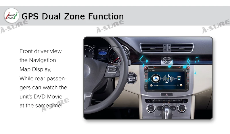 Clearance A-Sure 8 Inch 2 Din Car Radio DVD Player Navi For Volkswagen VW Passat Skoda T5 Polo Sharan TOURAN TIGUAN GOLF 5 6 Skoda Seat 16