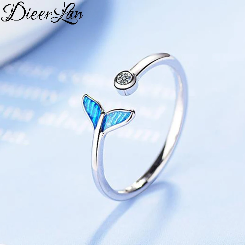 

Summer Boho 925 Sterling Silver Mermaid Tail Rings for Women Wedding Jewelry Ladies Adjustable Size Finger Fish Rings Anillos