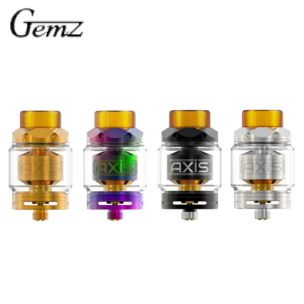 

Original Gemz Axis RTA 2.5m/4ml Capacity Tank with Innovative Gold-plated Single Coil Build Deck & PEI Drip Tip E-cig Atomizer