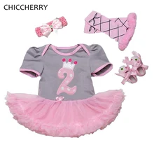 2 года для девочек Платье-пачка для дня рожденья комплект детское кружевное платье-комбинезон, повязка на голову гетры детский пинетки для младенцев Наряд для дня рождения для маленьких девочек одежда для детей