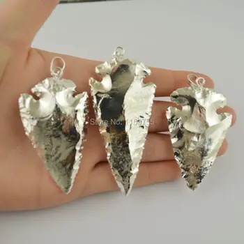 

Wholesale 8Pcs Silver Plated Stone Arrow head Shape Charms Pendants For Necklace Jewelry Finding