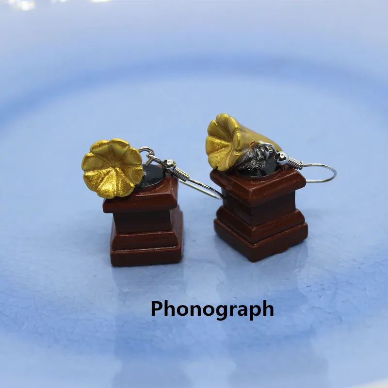 New Retro Nostalgic Home Appliance Funny Simulation Camera Phonograph Radio Earrings Female Fashion Creative Jewelry Gifts - Окраска металла: 001