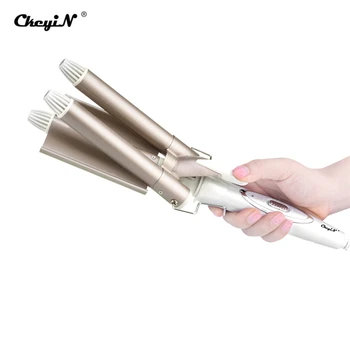 

Professional Hair Curling Iron Wand Ceramic Triple Barrel Rollers Hair Curler Deep Waver Hair Styler Fast Heat Styling Tools 28