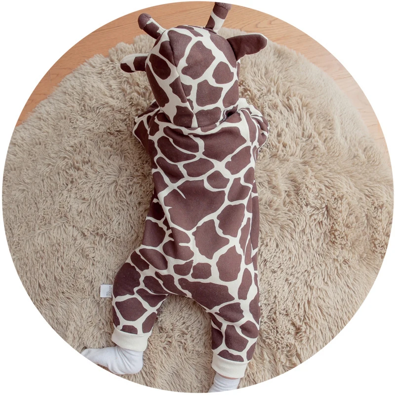 

DLY074 Newborn Clothing Cotton solid thick hooded baby warm fall and winter clothes Jumpsuit animal style Cartoon Rompers Cotton