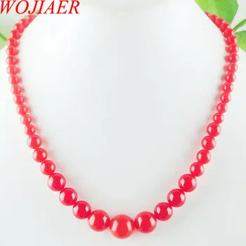 

WOJIAER Natural Stone Strand Necklace 2020 Spring Red Jades Round Beads Pendent Chokers Choker 17.5 Inches PF3002