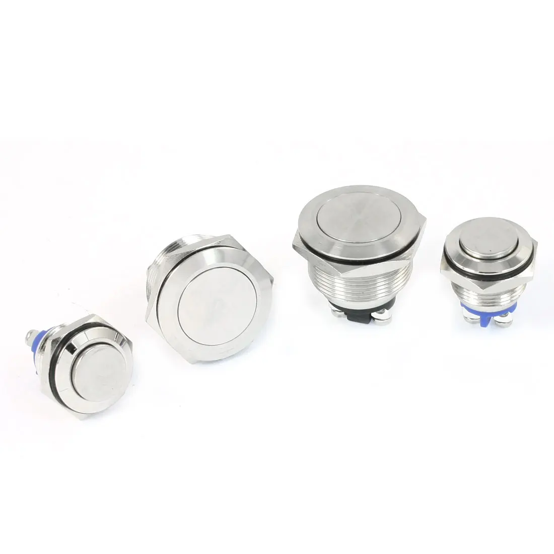 

4 In 1 Set Spst 1 No Momentary Flat Head Push Button Switch Silver Tone 24V 3A
