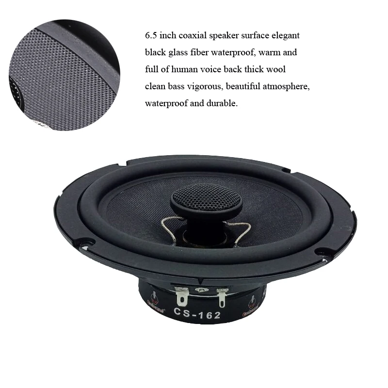 1pc 2 Way 6.5 Inch Car Coaxial Speaker Silk Dome Bass Treble High Quality Sound Fiber Glass Kevlar Car Audio