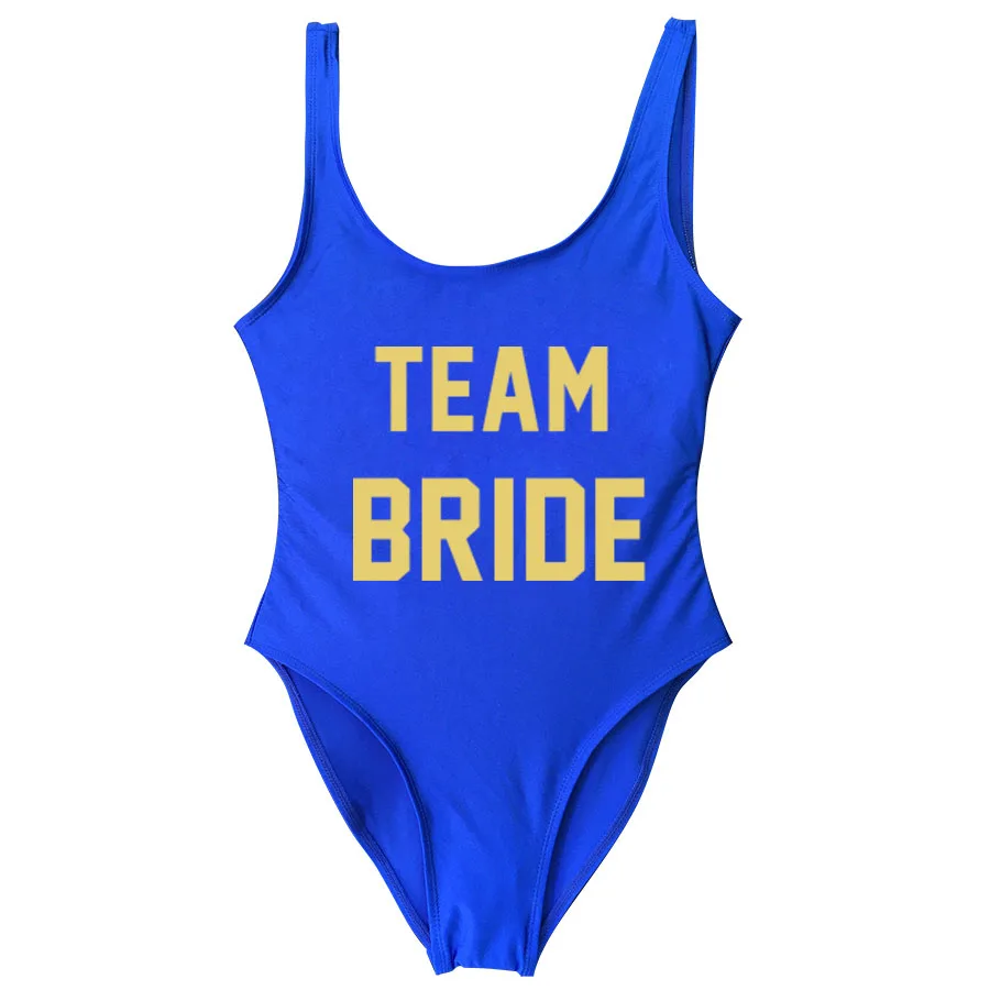 Команда Невесты Золотая буква badpak купальники для женщин цельный купальник боди сделать свадебную вечеринку более Веселые костюмы Для Подружек - Цвет: GSXB299-blue