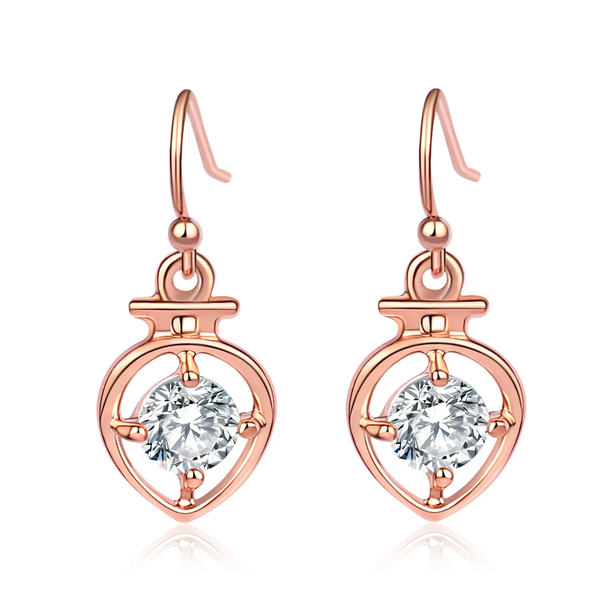 

New ladies wild simple retro rose gold earrings crystal zircon lantern earrings