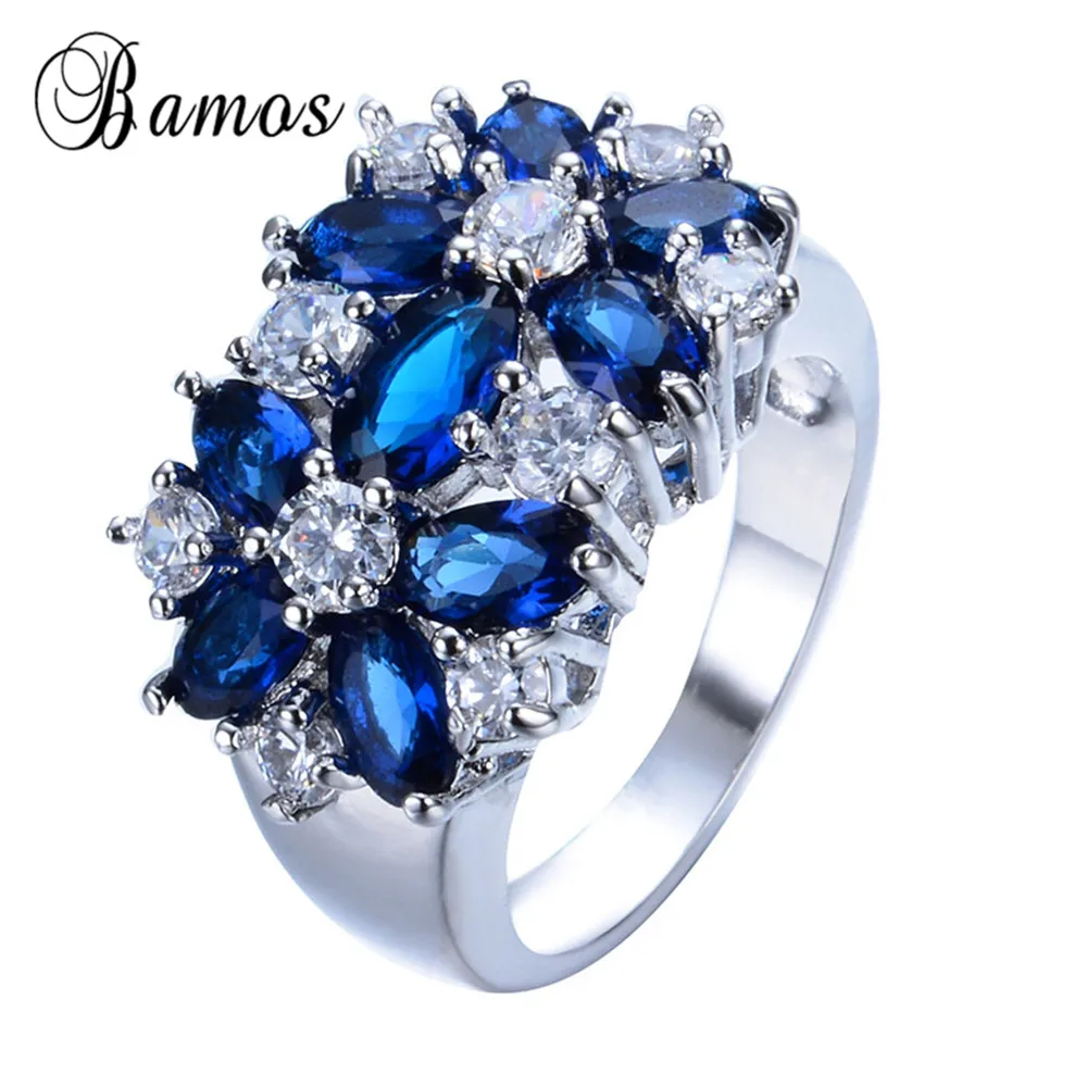 

Size 6-10 Blue Red Pink Green Zircon Finger Rings White Gold Filled Ring For Women Wedding Party Jewelry Aneis Wholesale RW0049