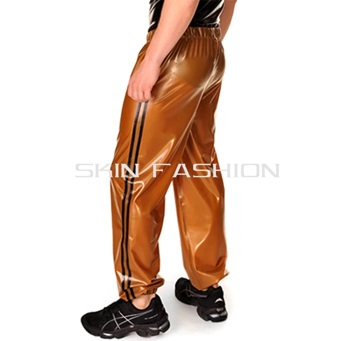 

Free shipping !! casual pants latex loose wearing trousers for men