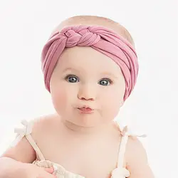 Такая мягкая нейлоновая повязка на голову, детские головные уборы, скручивающаяся высокая резинка с бантом для новорожденных, тюрбан