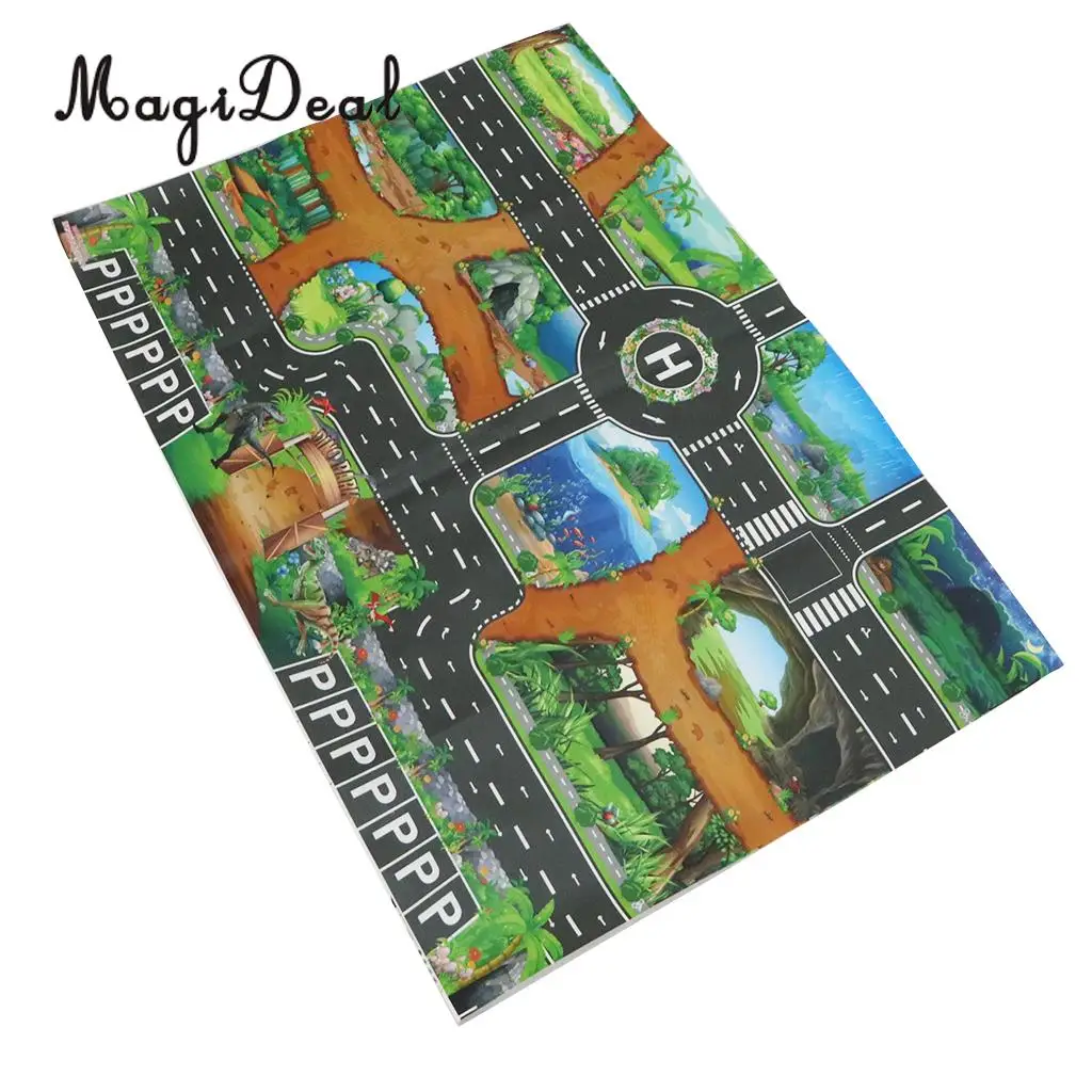 Kids Dinosaur World Road Traffic Play Mat Rug Toy Carpet Playmat Baby Children Developmental Car & Track Toy Gifts #B