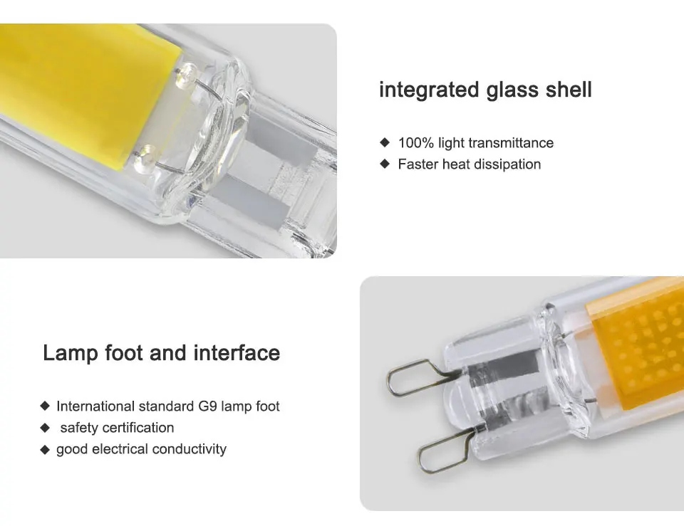 EeeToo Night Light LED Lamp G9 220V COB Glass Body LED Bulb Tubes 5W 7W 9W Night Light Lamp for Bedroom Replace Halogen Lighting (6)