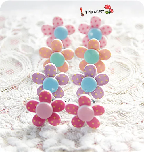 

720 New Arrival Cute Sunflower Ear Clips Children Clip Earrings Girl Resin Ear Clips FD960
