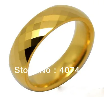 

YGK JEWELRY 6MM Golden Color Facet Tungsten Carbide Ring Women&Mens Jewelry His/Her Beauty Wedding Band