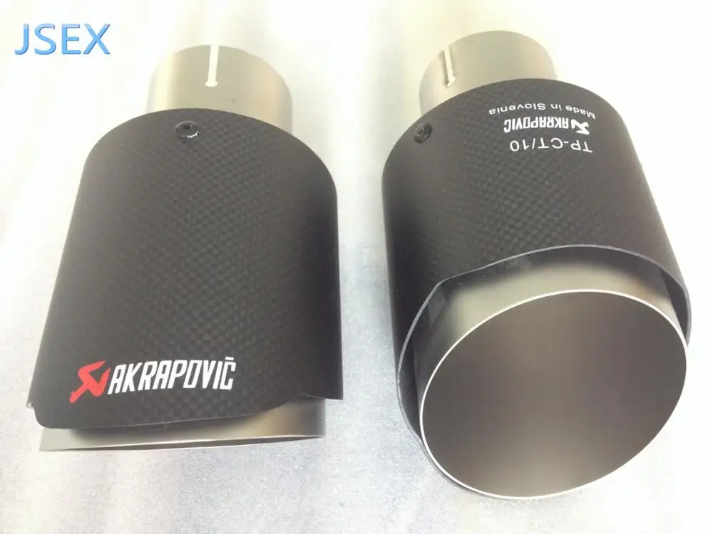 

2pcs arbon fibre AKRAPOVIC Stainless Universal Automobile exhaust pipe Muffler Car accessories modification passat golf e90
