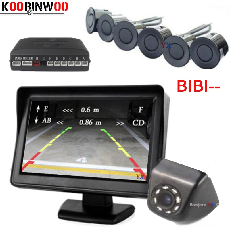 

Koorinwoo Parktonic 8 Parking Sensor Dual core Double LCD Display Car Reverse Radar Alarm Kit With Car Rear view camera Backup