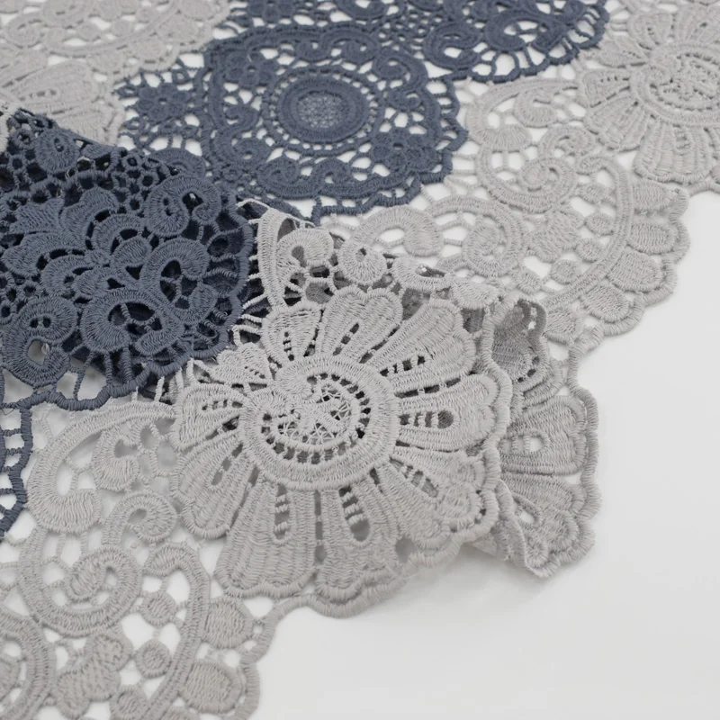 

3yards Gray wave edge embroidery double color water soluble lace fabric for dress telas tissu au metre tecido tela shabby chic