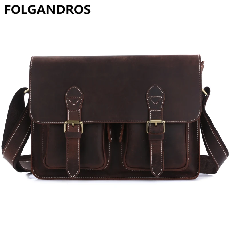 

2018 Vintage Genuine Leather Shoulder Bag Women Men Handmade Crossbody Messenger Bag England Style College School Book Bag Bolsa