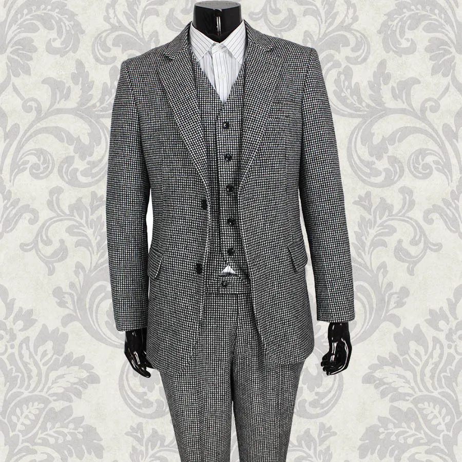 2014 British style tailor made Grey Houndstooth mens 3