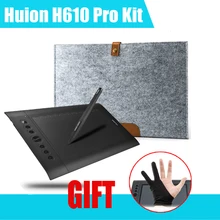 Big discount Original HUION H610 Pro Professional Graphics Drawing Tablet Digital Tablets + Anti-fouling Golve + 15Inch Wool Felt Liner Bag