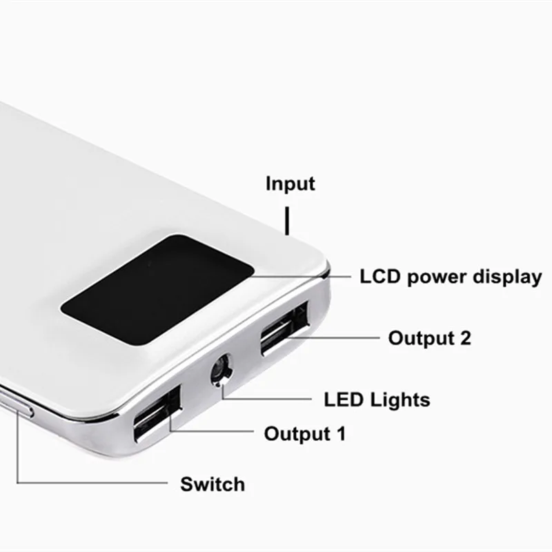 Мощность Bank 30000 mah внешняя Батарея повербанк 2 USB светодиодный банк Портативный
