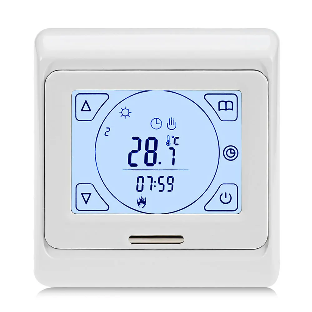 Touch-screen Digital ThermometerThermostat Weather Station for Warm Floor,Electric Heating System Temperature Controller - Цвет: White