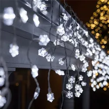 USB батарея питание Рождественская елка снежные хлопья светодиодная гирлянда сказочные огни Рождественские вечерние гирлянды для дома свадьбы сада украшение праздника