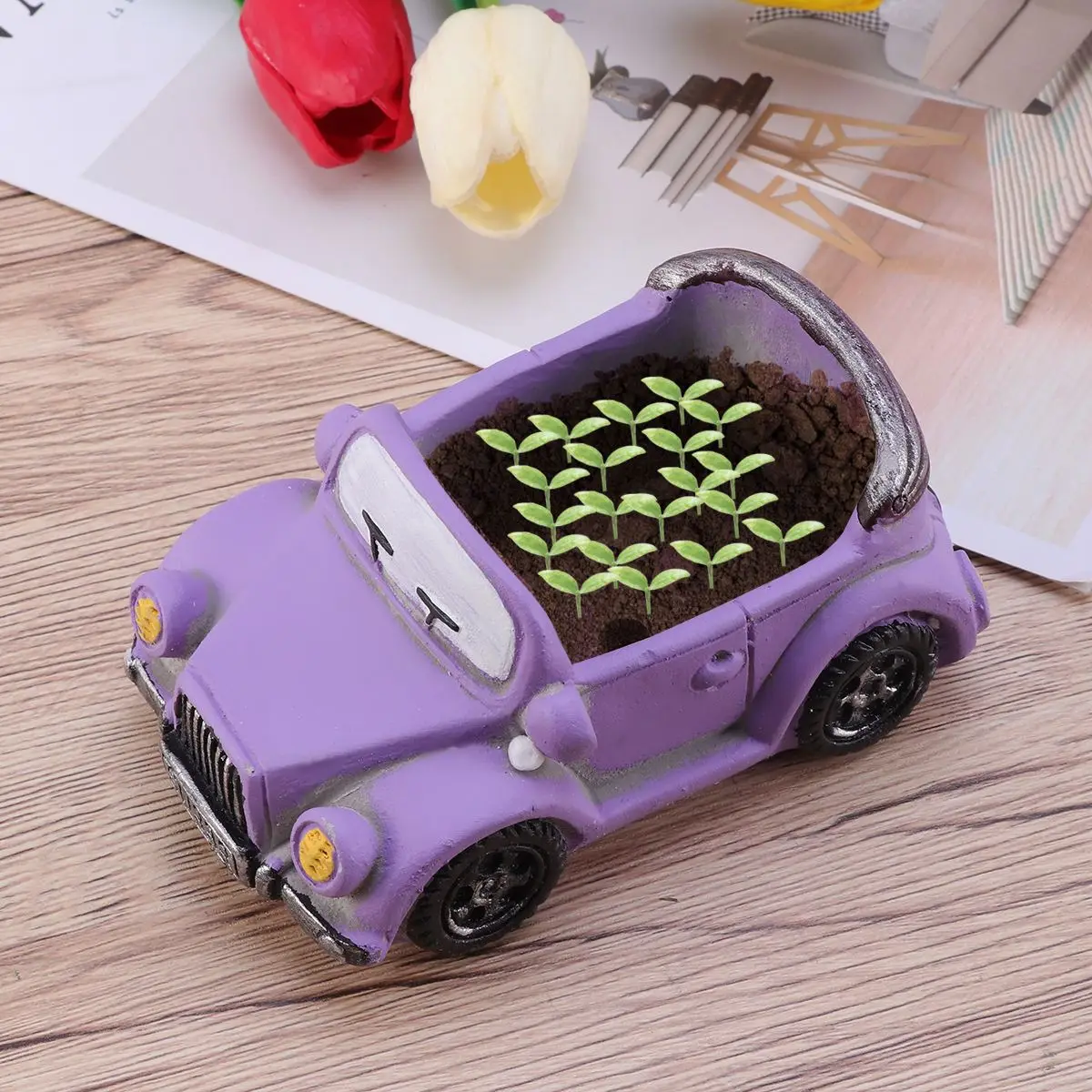 Creative Retro Car Succulent Plants Flower Pot Micro Landscape Planters Gardening Bonsai Desk Gift(Pattern 10