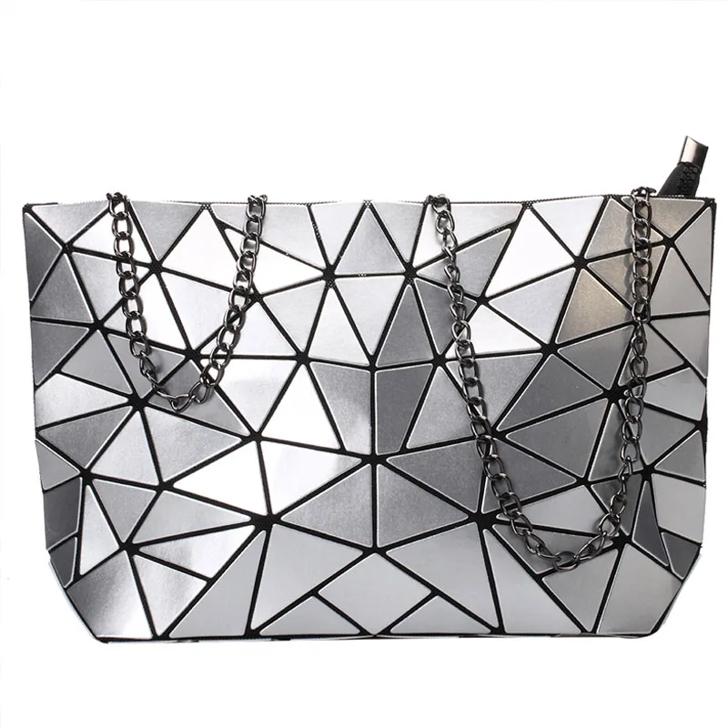 New Geometry Laser Handbag Bags Women Chain Bag Tote Lightnig Luminous Women Shoulder Bags Plain Folding Messenger Bag Bolso